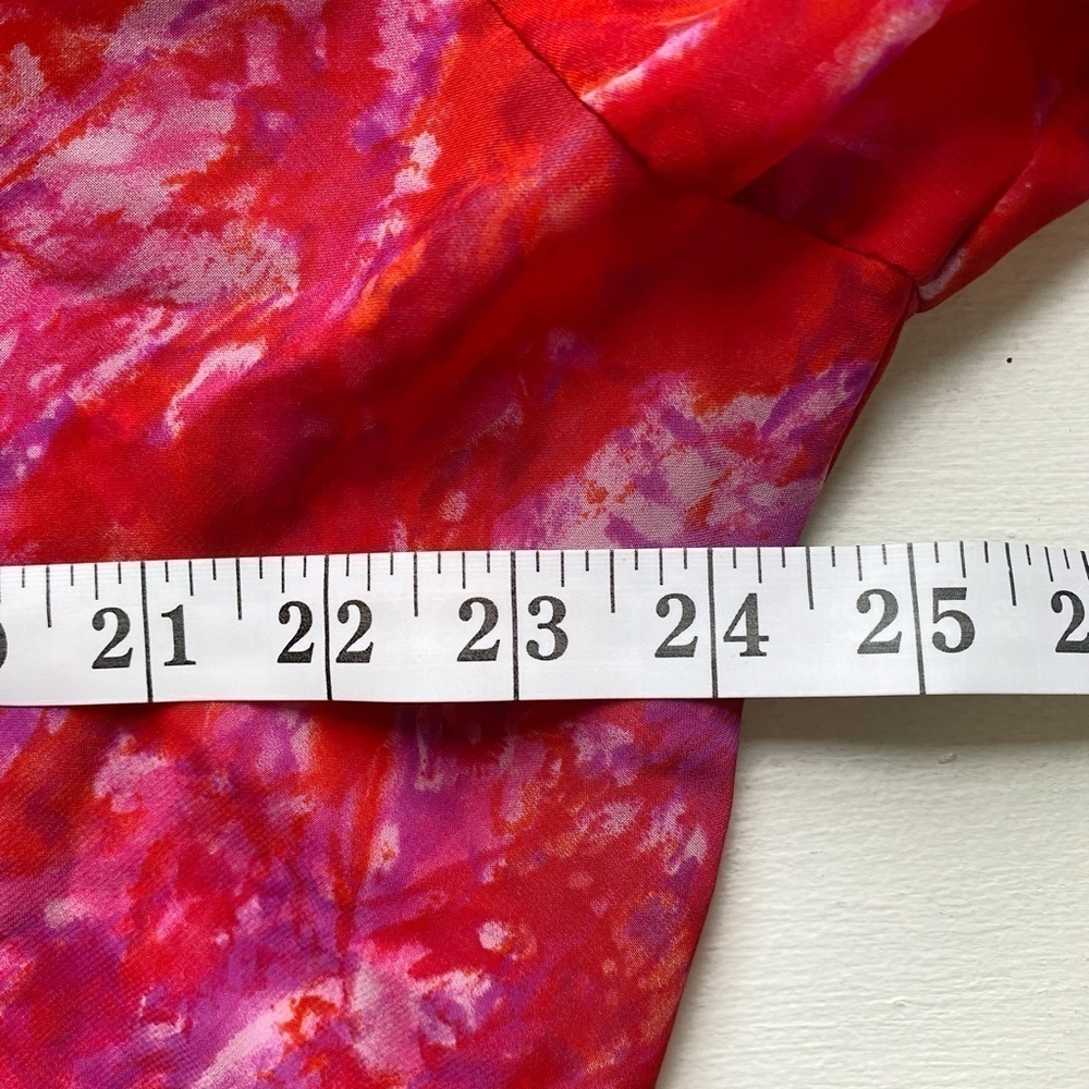 Venezia Jeans Red & Purple Abstract Semi Sheer Long Sleeve Blouse - Picture 9 of 11